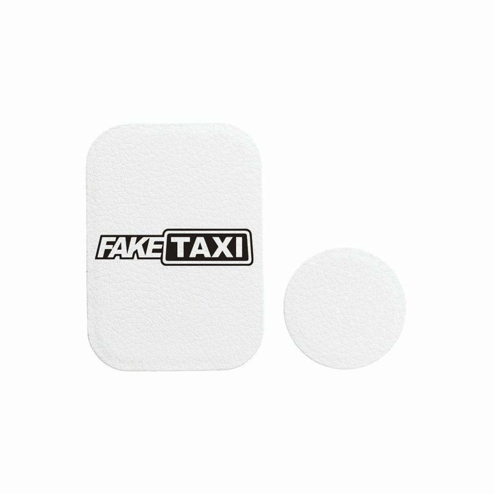 Set 2x Placuta Metalica Pentru Suport Auto Magnetic, Cu Adeziv, Suprafata piele sintetica, Fake Taxi, P-PW7