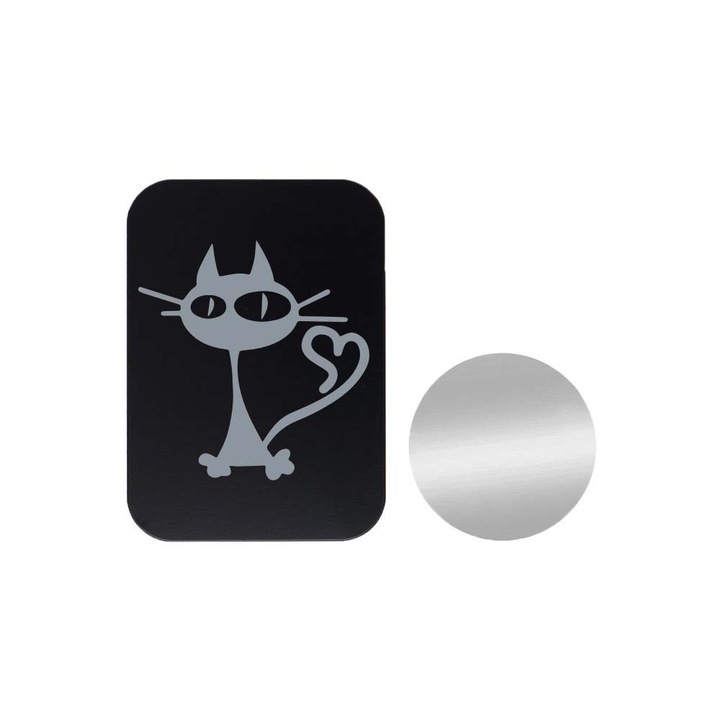 Set 2x Placuta Metalica Pentru Suport Auto Magnetic, Cu Adeziv, Pisica, P-B21