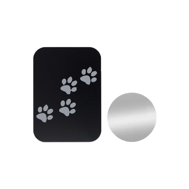 Set 2x Placuta Metalica Pentru Suport Auto Magnetic, Cu Adeziv, Urme De Labute Animal, P-B3