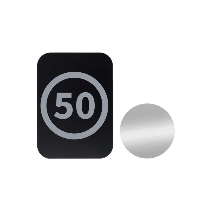 Set 2x Placuta Metalica Pentru Suport Auto Magnetic, Cu Adeziv, Speed Limit 50Km/h, P-B43