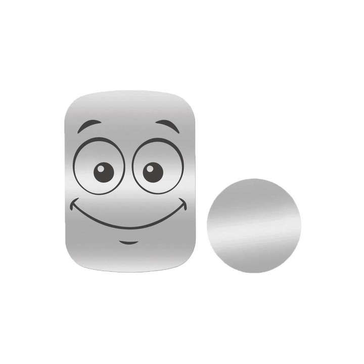 Set 2x Placuta Metalica Pentru Suport Auto Magnetic, Cu Adeziv, Smile, P-S18