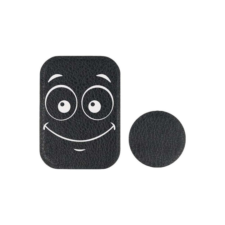 Set 2x Placuta Metalica Pentru Suport Auto Magnetic, Cu Adeziv, Suprafata piele sintetica, Smile, P-PB18