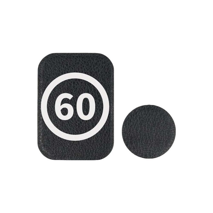 Set 2x Placuta Metalica Pentru Suport Auto Magnetic, Cu Adeziv, Suprafata piele sintetica, Speed Limit 60Km/h, P-PB44