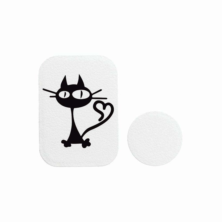 Set 2x Placuta Metalica Pentru Suport Auto Magnetic, Cu Adeziv, Suprafata piele sintetica, Pisica, P-PW21