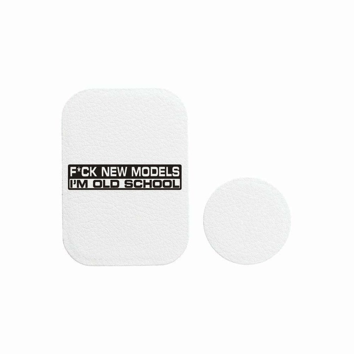 Set 2x Placuta Metalica Pentru Suport Auto Magnetic, Cu Adeziv, Suprafata piele sintetica, Old School, P-PW6