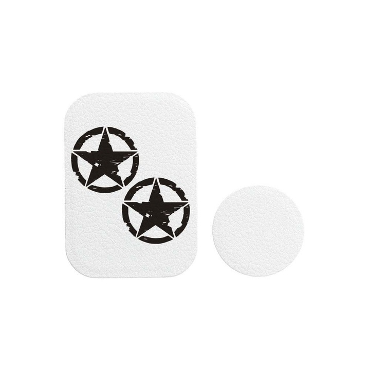 Set 2x Placuta Metalica Pentru Suport Auto Magnetic, Cu Adeziv, Suprafata piele sintetica, Offroad Stars, P-PW40