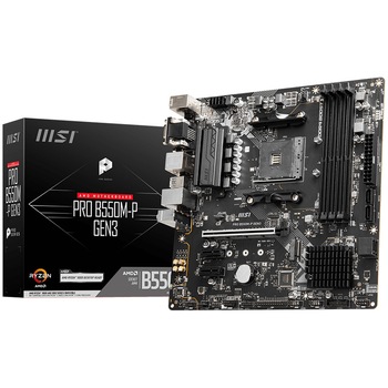 Placa de baza MSI PRO B550M-P GEN3, AMD B550, Socket AM4, mATX
