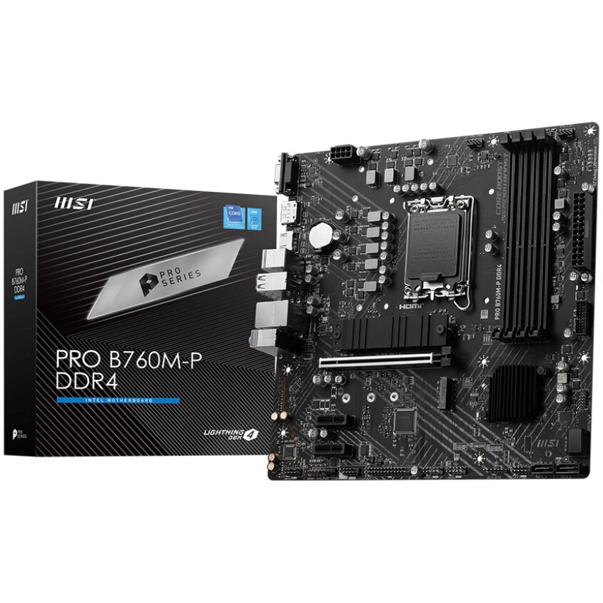 Placa de baza MSI PRO B760M-P DDR4, Intel B760, Socket 1700, mATX