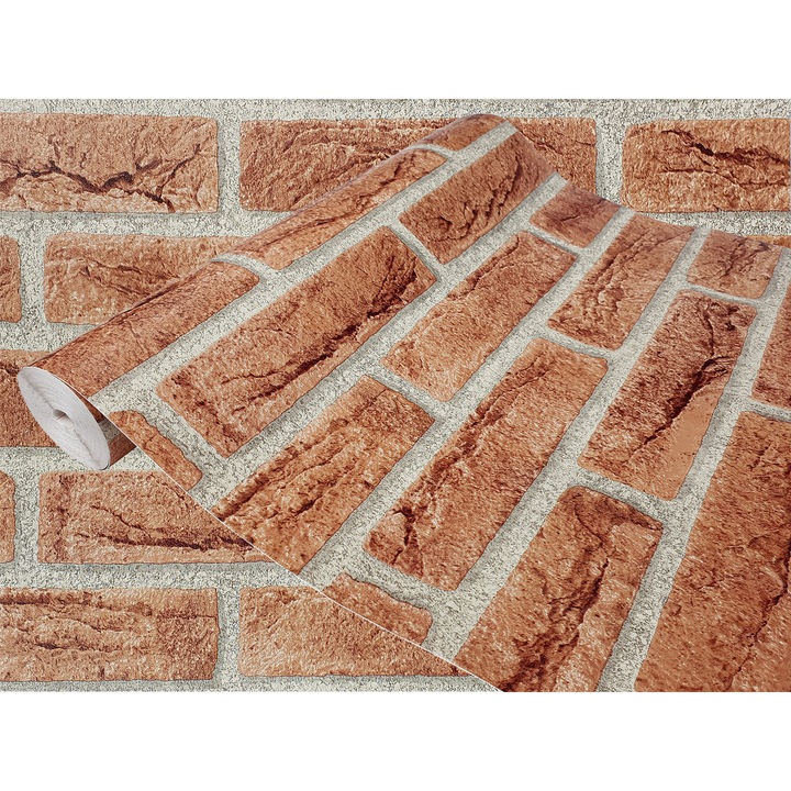 Folie autoadeziva si decorativa blat bucatarie, taiate la dimensiune, 90 x 25 cm, DecoMeister®, Model Caramida, D045-090-0025