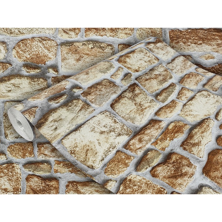 Tapet auto-adeziva pentru usa, taiate la dimensiune, 45 x 25 cm, DecoMeister®, Model Piatra Gri-Maro, Y004-045-0025