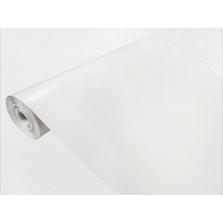 Folie autoadeziva pentru fronturi de bucatarie, taiate la dimensiune, 45 x 25 cm, DecoMeister®, Model Piele Alba, A065-045-0025