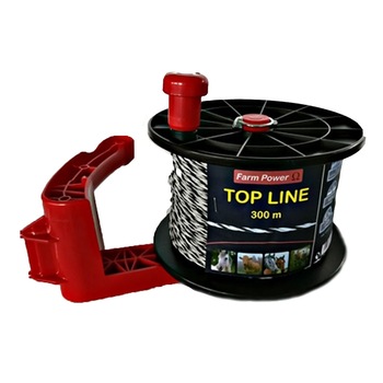 Fir gard electric 300 m Farm Power 6 lite x 0.25mm, tricond, 0.429 ohm, sarcina de rupere 100kg rola pentru bobinare fir, cu sistem de blocare. Fir gard electric 300 m Farm Power 6 lite x 0.25mm, tricond, 0.429 ohm, sarcina de rupere 100kg rola pentru bobinare fir, cu sistem de blocare.