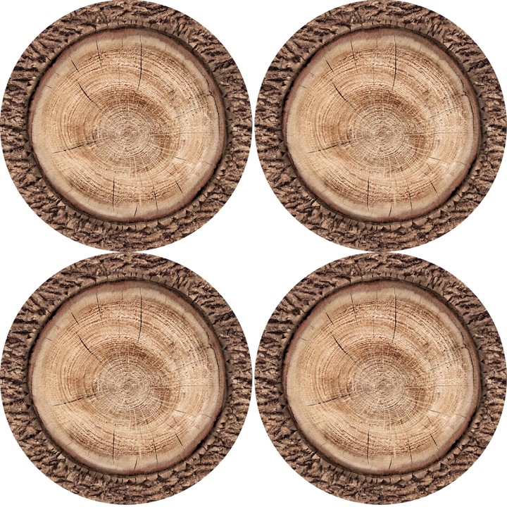 Set suport farfurie pentru masa, Bertoni, 4 bucati, Cu imprimeu, Robina, 33 cm, rotund, Maro