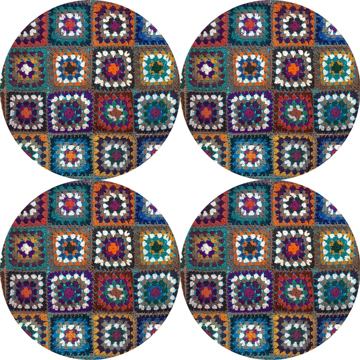 4db tányértartó készlet, Bertoni, Poliészter, 33 cm, tarka