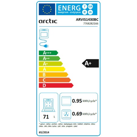 Cuptor incorporabil Arctic ARVIS1430BC, Electric, 71 l, Autocuratare catalitica, Gatire asistata cu abur, Rafturi telescopice, Grill, Clasa A+, Negru