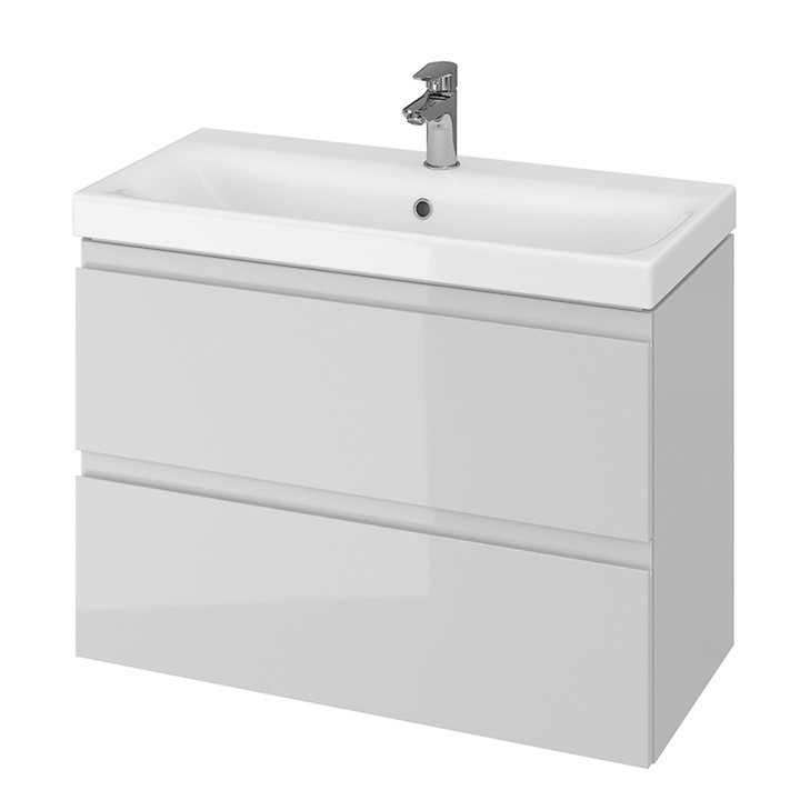 Dulap de sine statator, Cersanit S801-224-ECO, doua sertare, fata lacuita, 620x795x375mm, gri