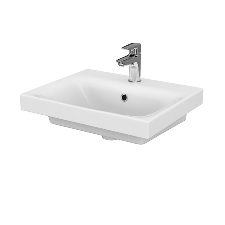 Lavoar (chiuveta baie) ceramic Cersanit, K116-009-ECO, orificiu central pentru robinet, cu preaplin, 500x400x170mm, Alb