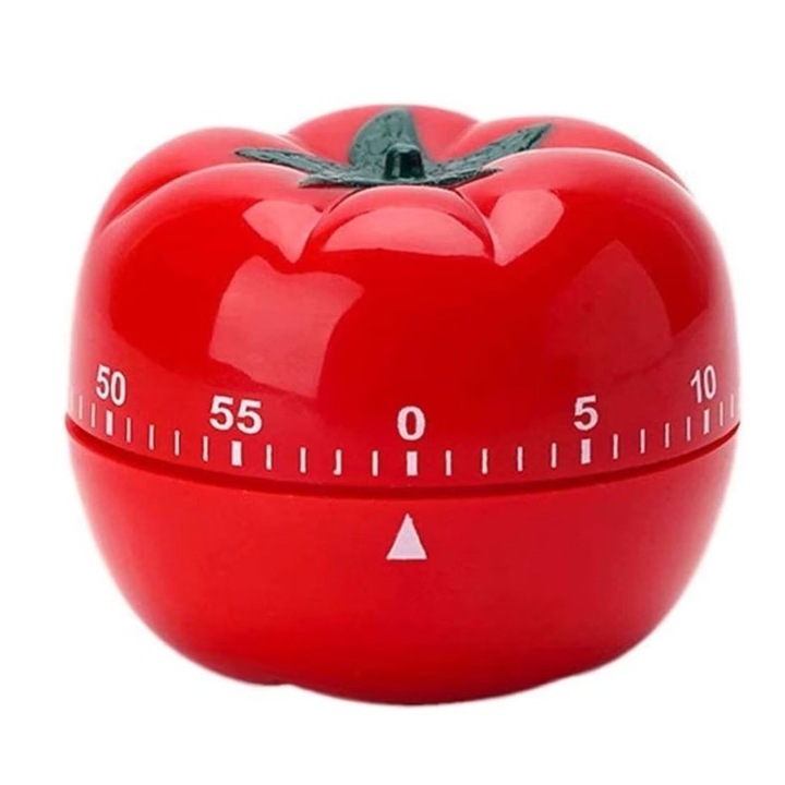Механичен кухненски таймер Flippy, форма на домат, 60 минути, 6,3 x 4,5 см, материал ABS, червен