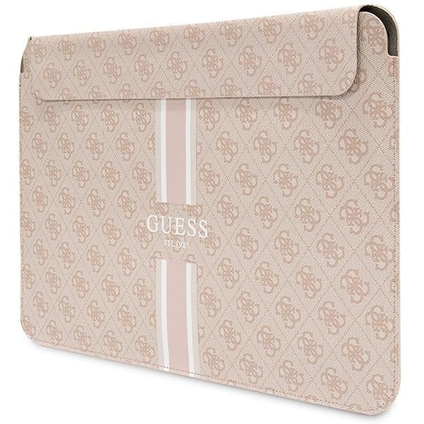 Husa Guess 4G Printed Stripes compatibila cu laptop 14 inch Pink