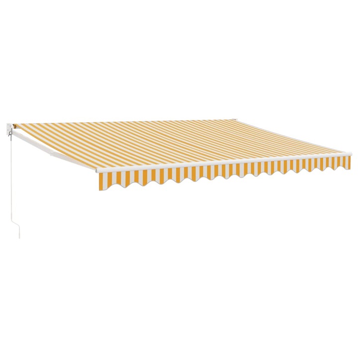 Copertina retractabila galben si alb vidaXL, 4 x 3 m, textil si aluminiu, 18.52 kg