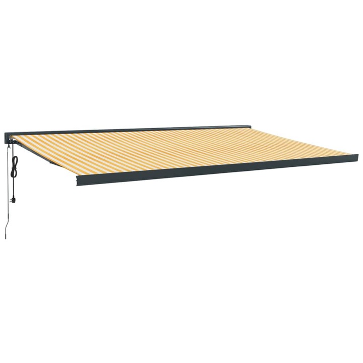 Copertina retractabila vidaXL, galben/alb, 5x3 m, textil/aluminiu, 49.33 kg