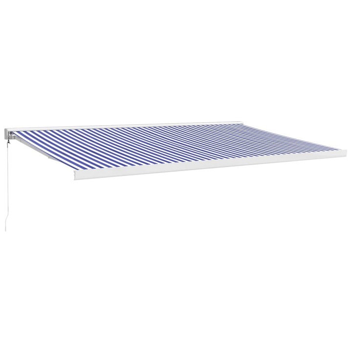 Copertina retractabila albastru/alb vidaXL, 5x3 m, textil/aluminiu, 56.88 kg