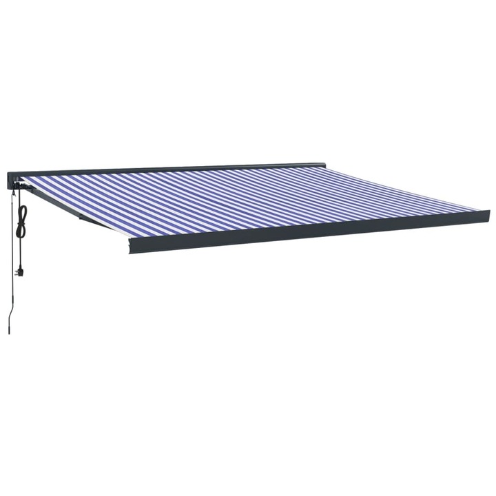 Copertina retractabila albastru/alb vidaXL, 4x3 m, textil/aluminiu, 42.12 kg 3154598