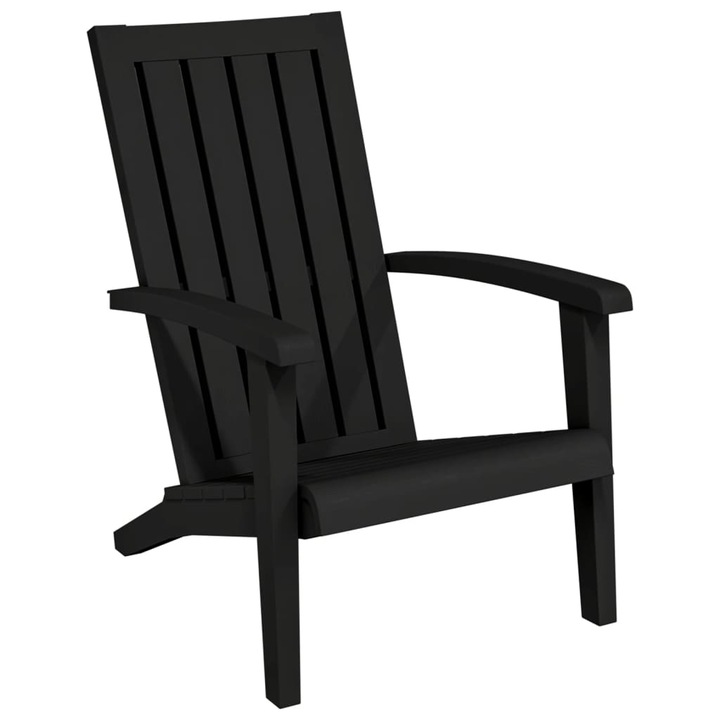 Scaun Adirondack de gradina vidaXL, negru, polipropilena, 63 x 85 x 93 cm, 7 Kg