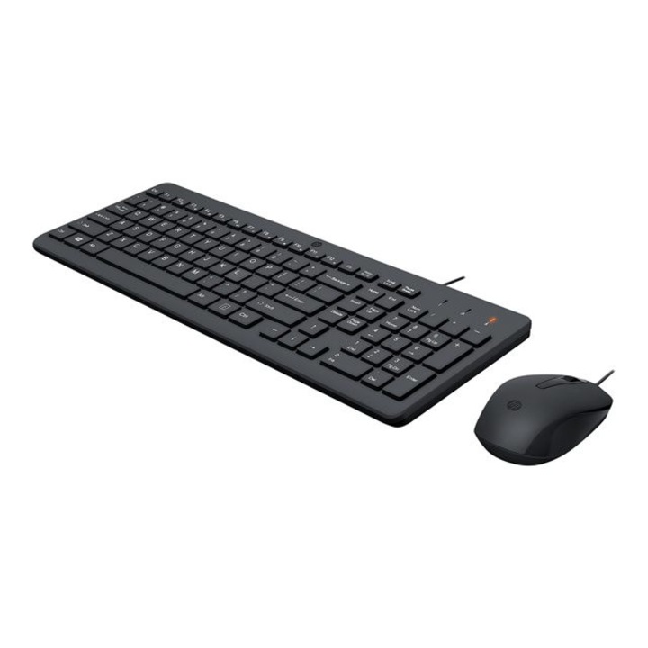 Set tastatura si mouse, HP, 150 240J7AA#ABB1,2 in 1, USB, Cu design modern si ergonomic, Negru