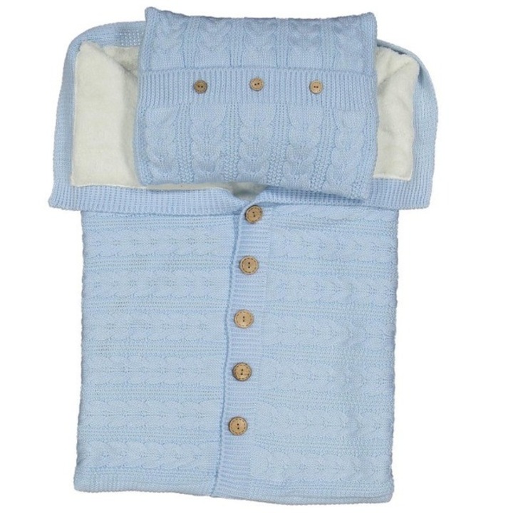 Порт бебе Coccoo Bebe, 81 x 83 cm, син, с възглавница, с подплата, органичен памук