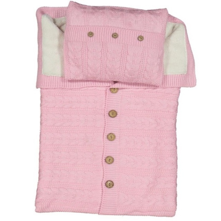 Порт бебе Coccoo Bebe, 81 x 83 cm, розов, с възглавница, с подплата, органичен памук