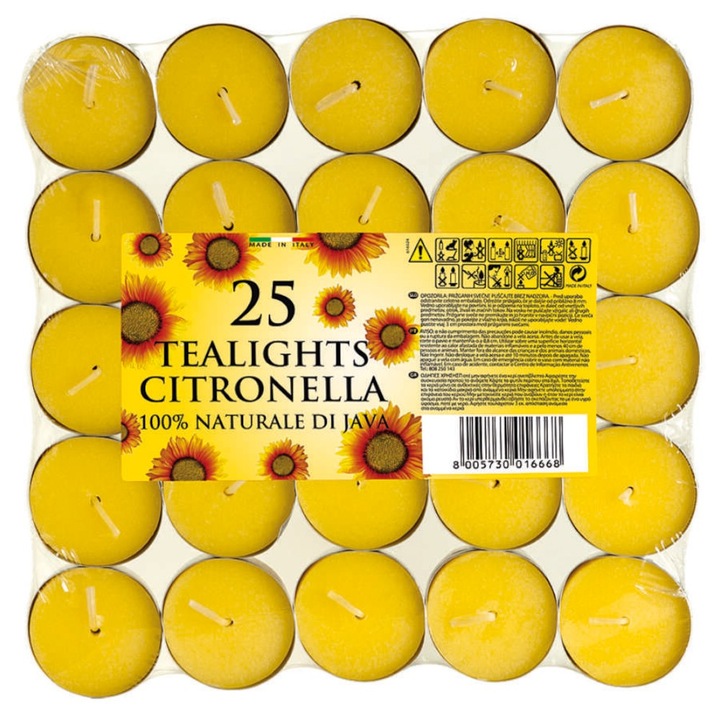 Set 2 x 25 Lumanari Pastila Citronella, 4 Ore