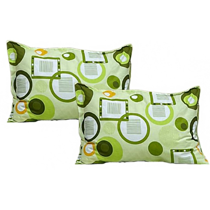 Set doua huse de perna, culoare verde, din colectia "Geometric by Liz Line", 50X70cm din bumbac 100% - SP50/70219