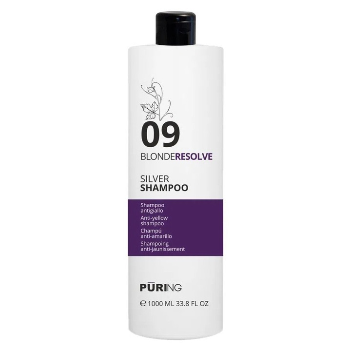 Sampon pentru par blond, gri sau decolorat, Puring Silver, 1000 ml