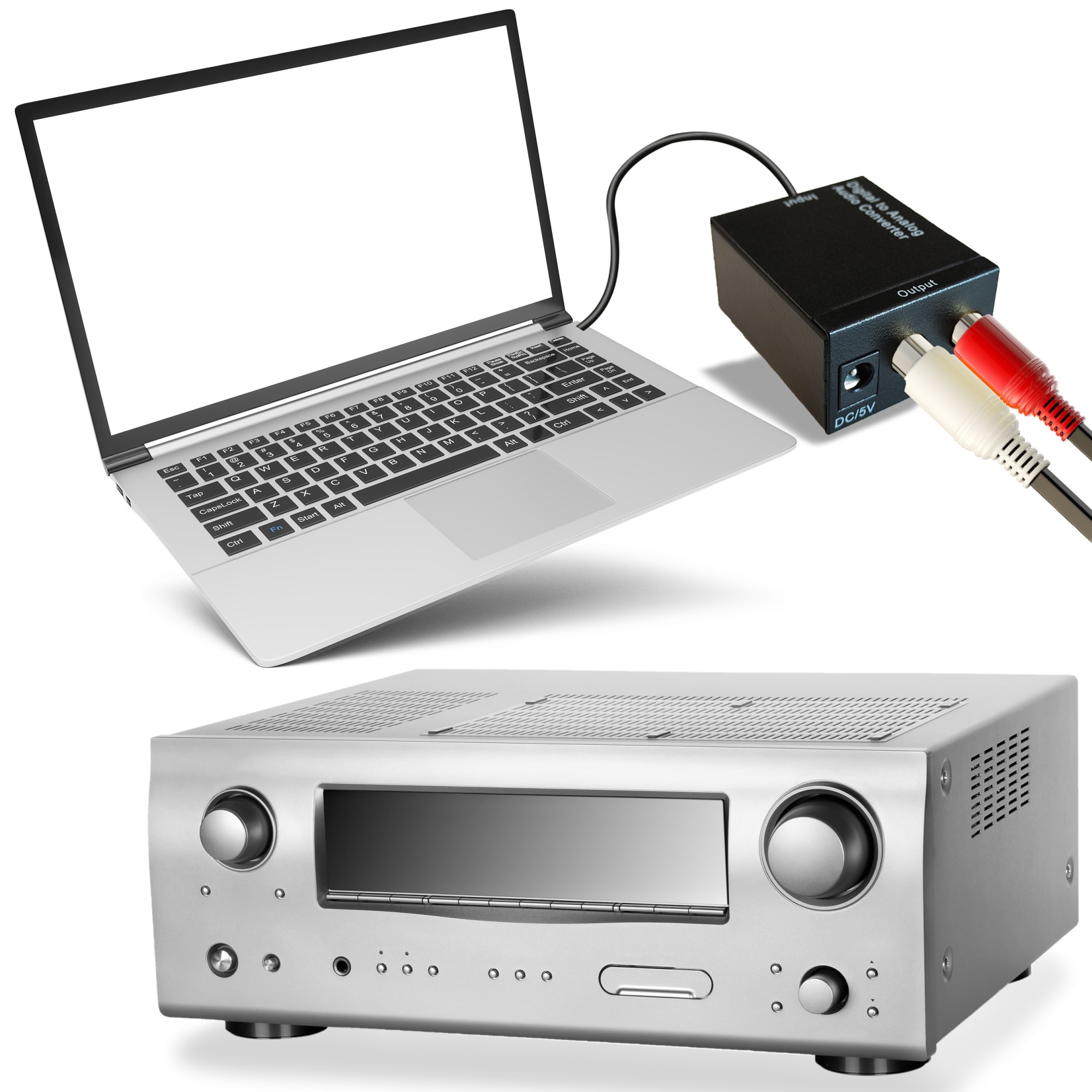 Преобразувател на коаксиален / Toslink цифров аудио сигнал към RCA L/R ...