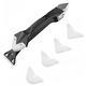 Kit profesional complet pentru montarea/demontarea siliconului DIGIMAT®, pe suprafetele din baie/bucatarie, spatula, racleta si 5 capete interschimbabile, ideal la colturi, flexibil, 21 x 3,5 x 3 cm, Material otel inoxidabil, Alb negru