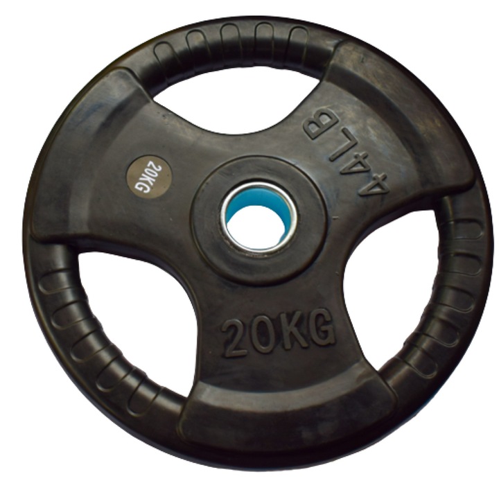 Disc de fier cauciucat cu prindere, 20 KG, Negru, Diametru 30mm