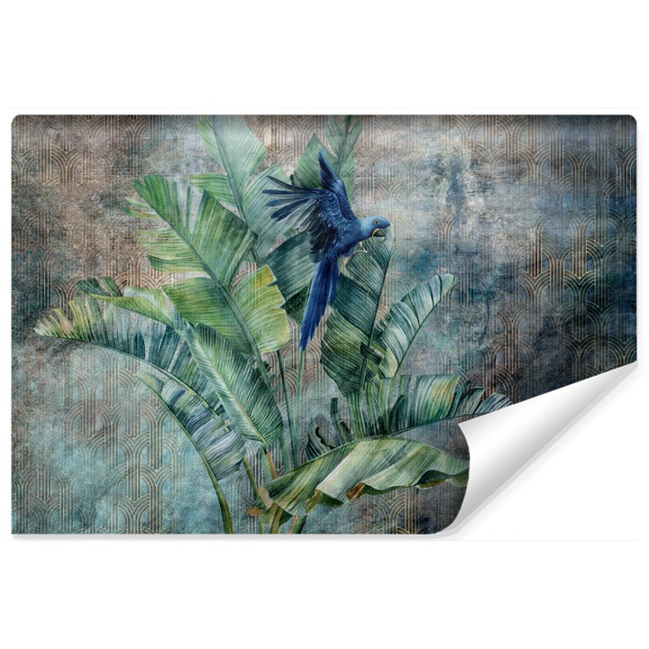 Fototapet Muralo tropicale, papagal albastru 400 cm x 280 cm decor dormitor