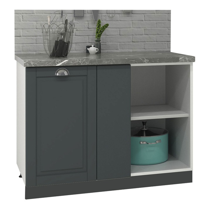 Corp bucatarie MDF inferior colt dreapta/stanga Badenmob, seria Square, Antracit, 100x78x50cm