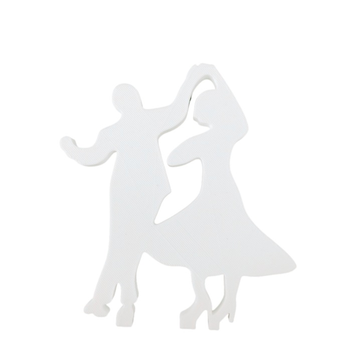 Tortadísz, "TÁNC PÁR" a szerelmesek tánca, 12 x 12 cm elefántcsont fehér