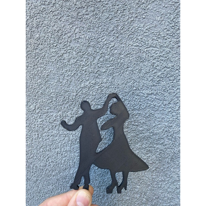Tortadísz, "DANCING COUPLE" a szerelmesek tánca, 12 x 12 cm fekete