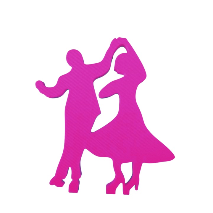 Tortadísz, "TÁNC PÁR" a szerelmesek tánca, 12 x 12 cm málna rózsaszín