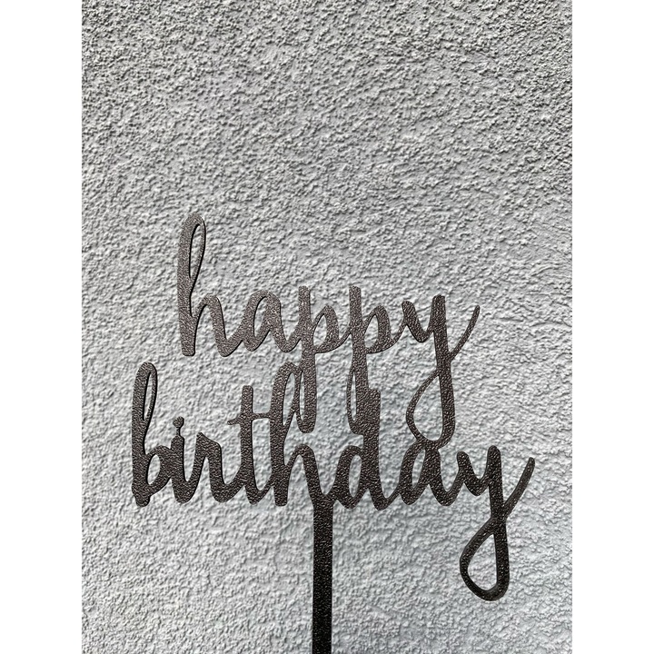 Tortadísz, "HAPPY BIRTHDAY" színek és mosolyok, 17,5 x 14 cm fekete