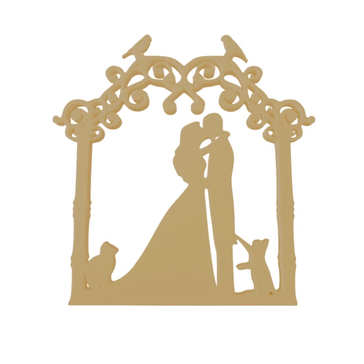 Tortadísz, "BRIDE AND BRIDE", cicabarátoknak, 15,5 x 15 cm arany