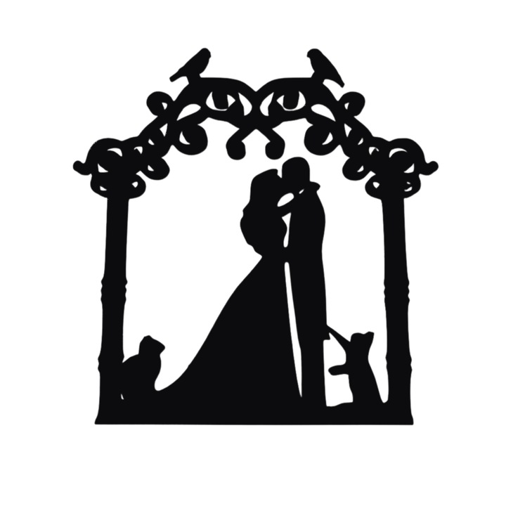 Украса за торта "БУЛКА И БУЛКА" любители на котки 15,5 х 15 см черна