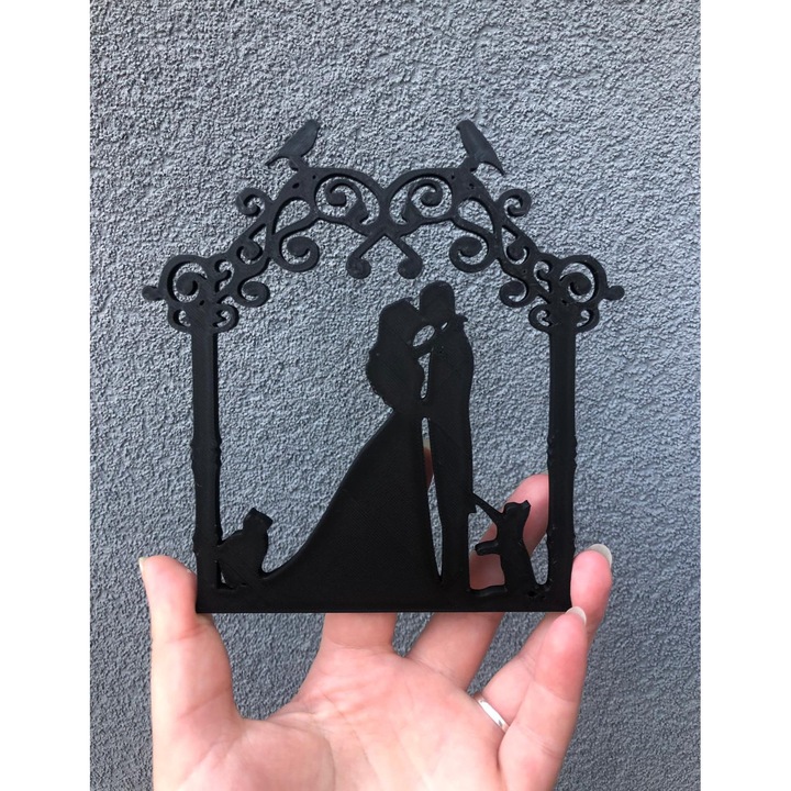 Tortadísz, "MENNYASSZONYSÁG" cicabarátok, 15,5 x 15 cm fekete