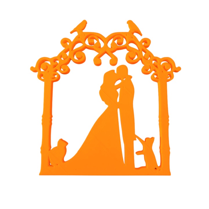 Tortadísz, "MENNYASSZONY" cicabarátok, 15,5 x 15 cm narancs