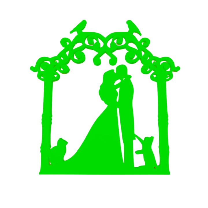 Декорация за торта "БУЛКА И БУЛКА" любители на котки 15,5 х 15 см зелена