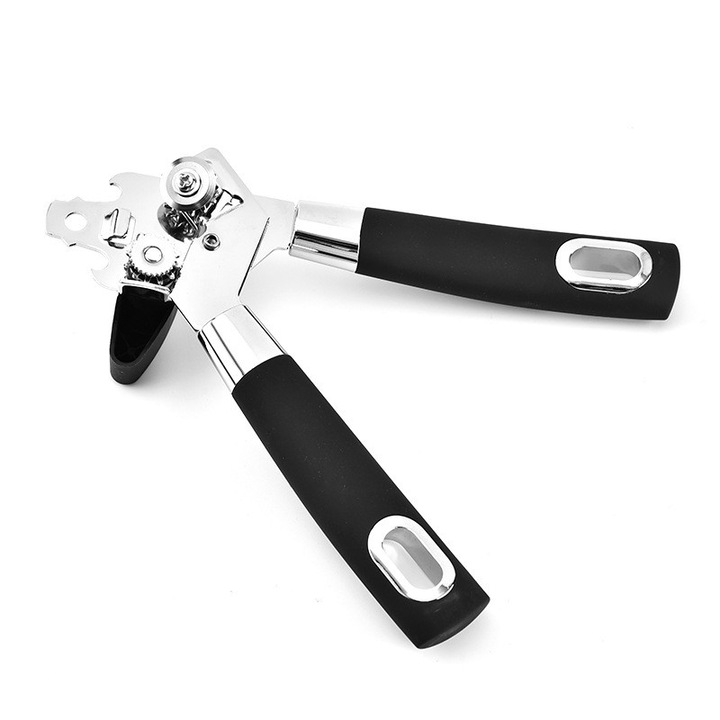 Многофункционална отварачка за консерви Flippy, неръждаема стомана, противоплъзгаща се дръжка, ергономична, устойчива на ръжда, лесна за използване, 21,6 x 6 см, сребриста