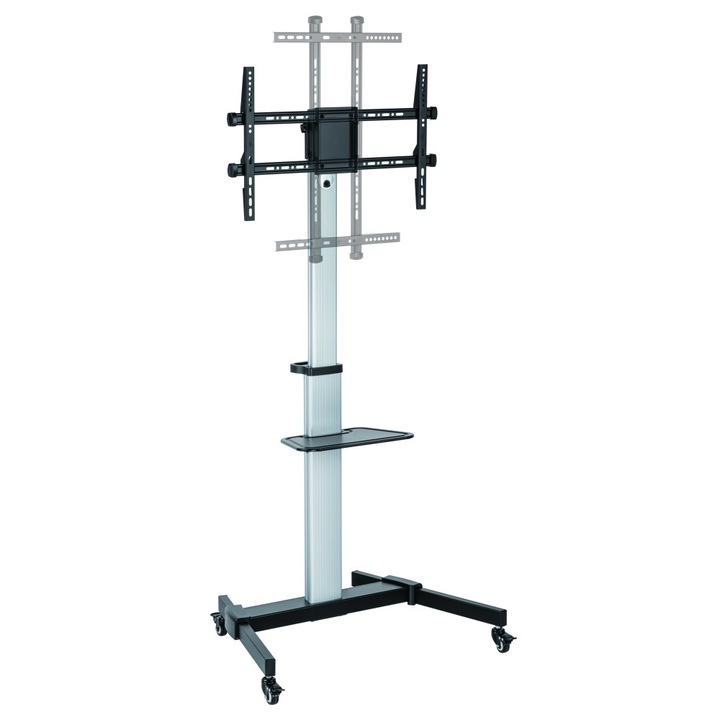 Stand TV aluminiu, universal, reglabil inaltime, raft inclus, 37 - 86 inch, Techly, ICA-TR1546